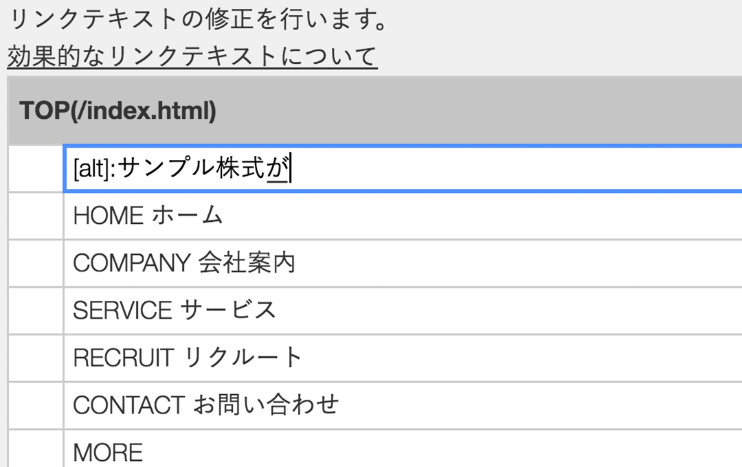 リンクテキストの設定