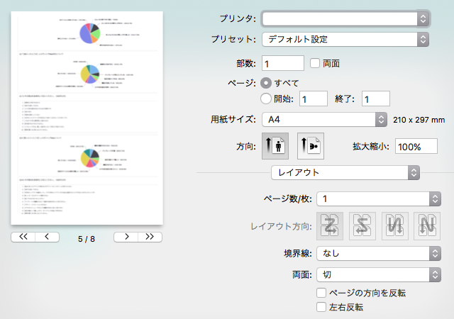 集計結果のプリント画面