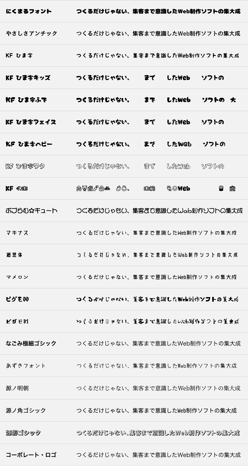 BiND10で追加、フリーの日本語Webフォント21種
