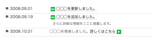 ニュースが適用されたリスト