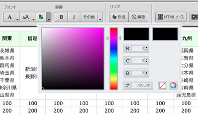 [テーブルパーツ]表内のテキストの書式を設定する