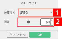 画像全体のサイズやファイル形式を指定する