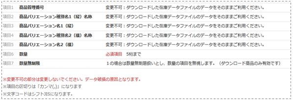 在庫情報の一括登録